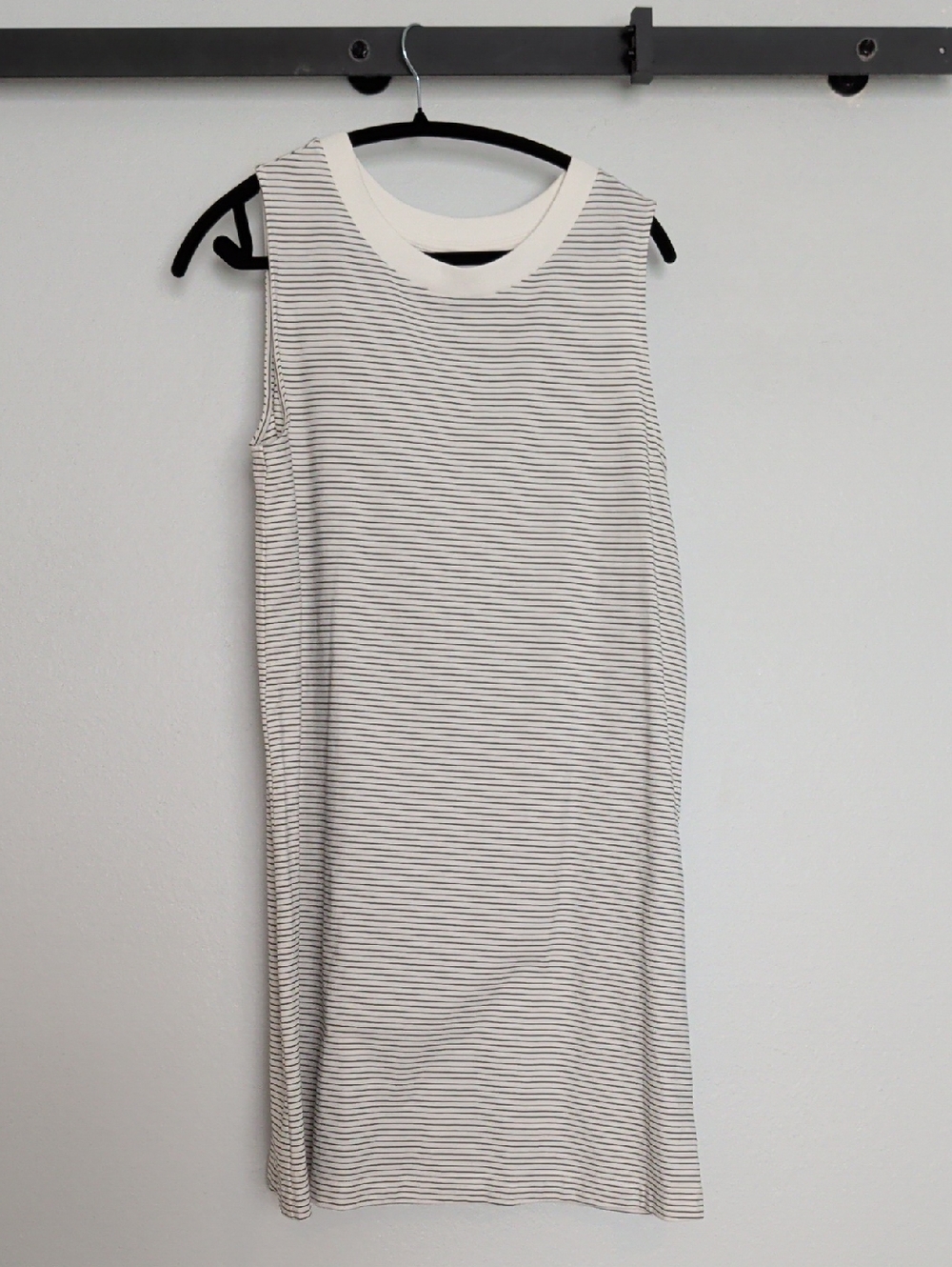 a new day Black-and-White Striped Sleeveless Midi Dress
